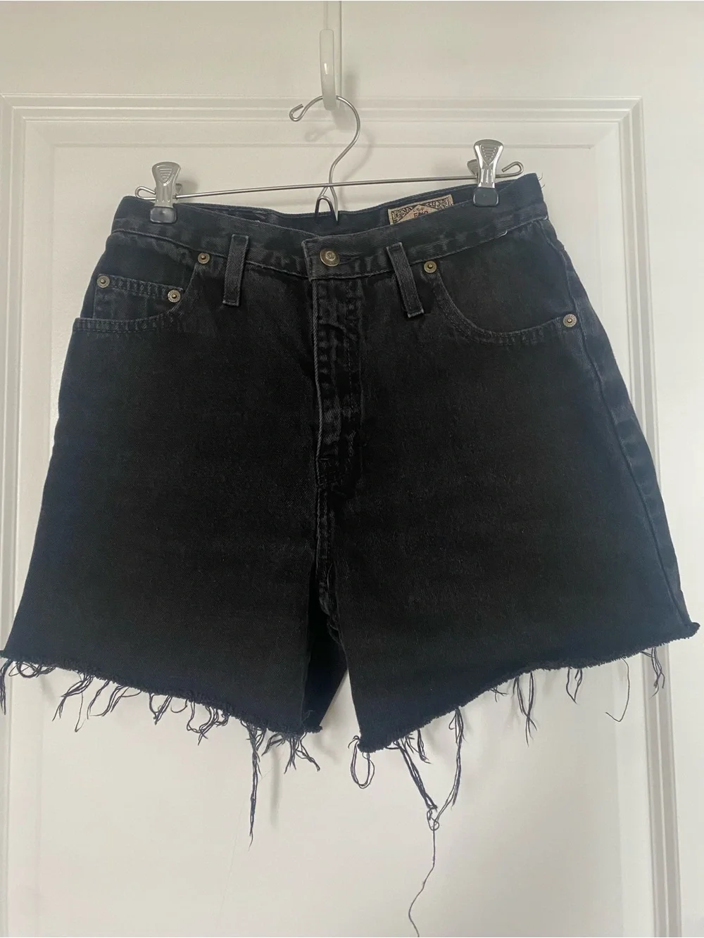 Express Black Frayed Hem Jean Shorts